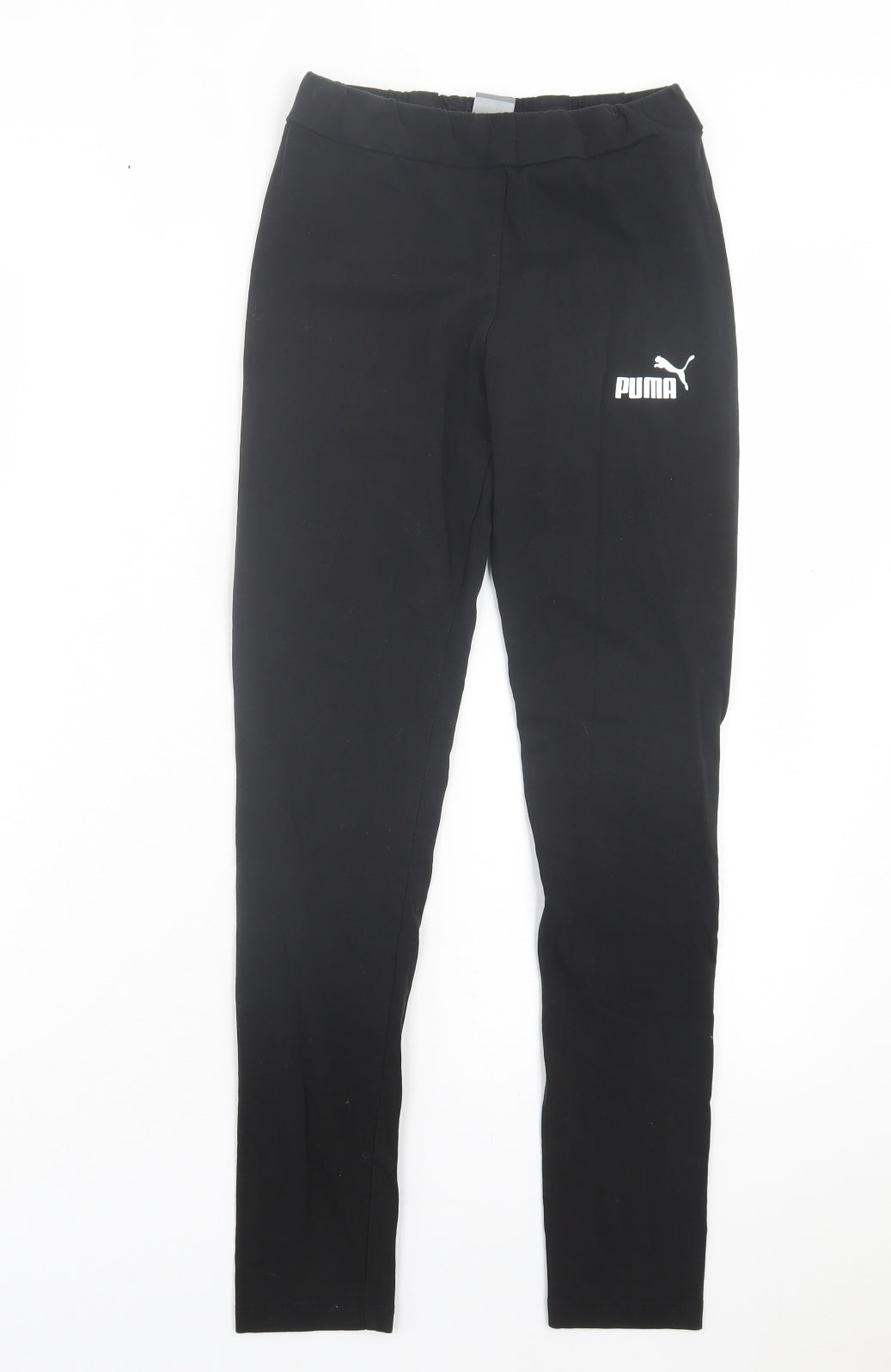 PUMA Girls Black Cotton Capri Trousers Size 13-14 Years Regular Pullover