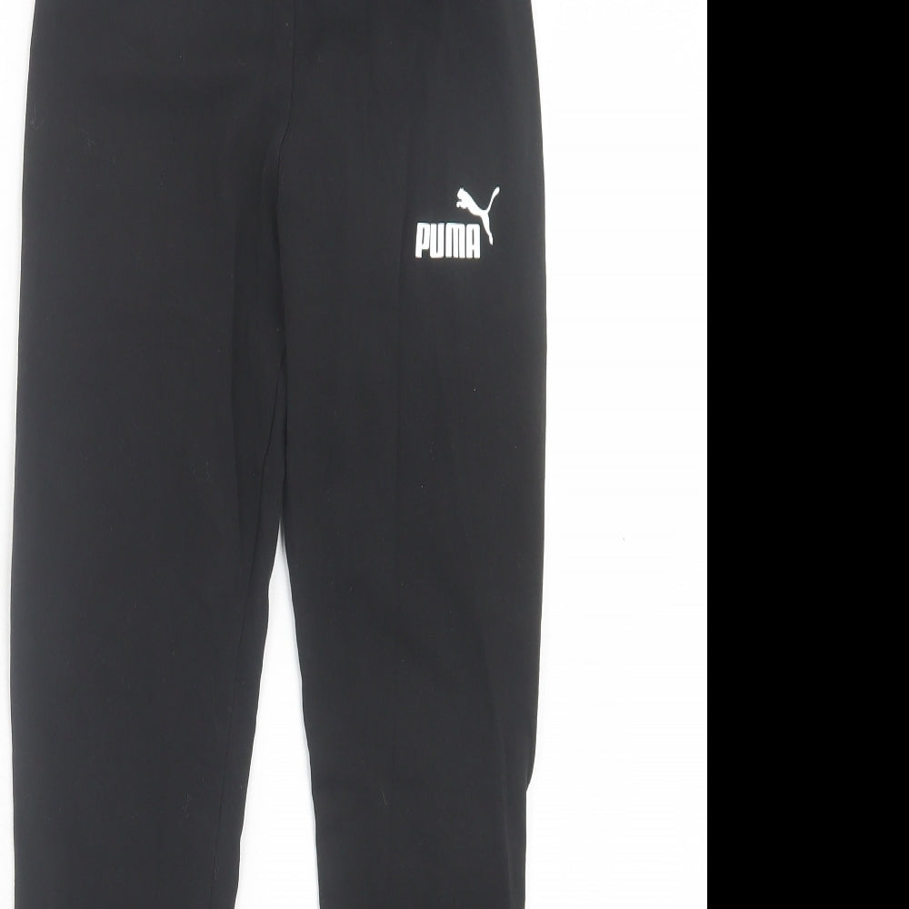 PUMA Girls Black Cotton Capri Trousers Size 13-14 Years Regular Pullover