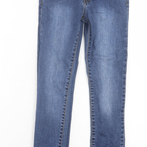 Ze Enzo Mens Blue Cotton Straight Jeans Size 26 L25 in Regular Button