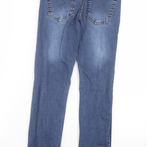 Ze Enzo Mens Blue Cotton Straight Jeans Size 26 L25 in Regular Button