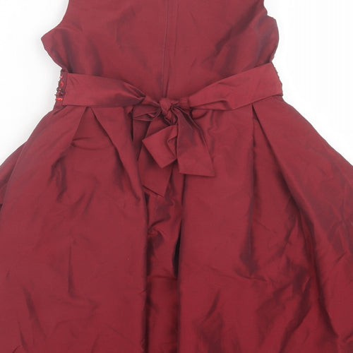 NEXT Girls Red Polyester Ball Gown Size 6 Years Crew Neck Zip