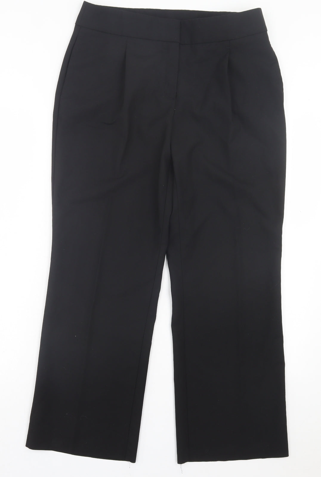 Autograph Womens Black Polyester Trousers Size 12 L27 in Regular Hook & Eye
