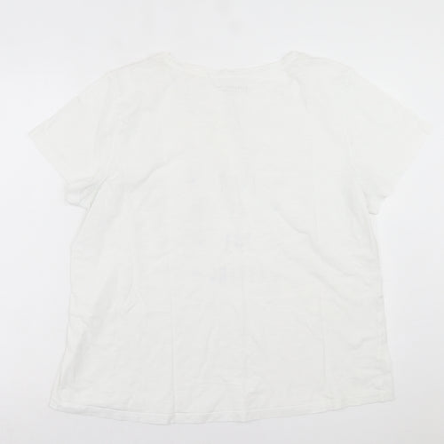 Preworn Womens White Cotton Basic T-Shirt Size 18 Crew Neck - Life is for Living