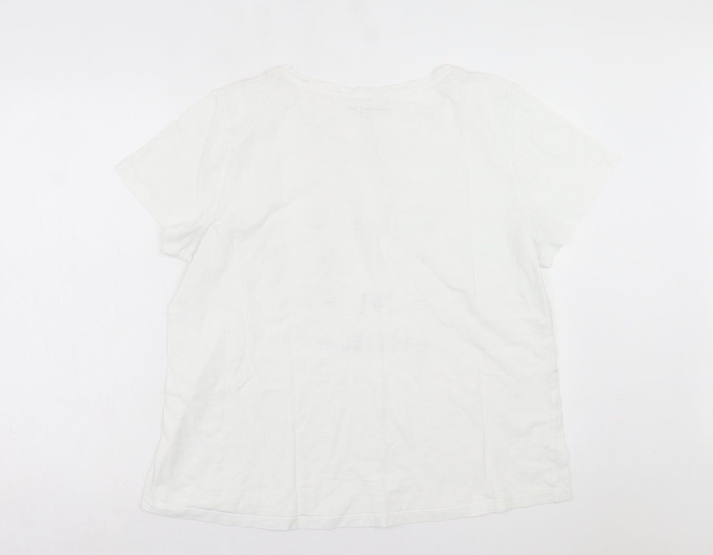 Preworn Womens White Cotton Basic T-Shirt Size 18 Crew Neck - Life is for Living