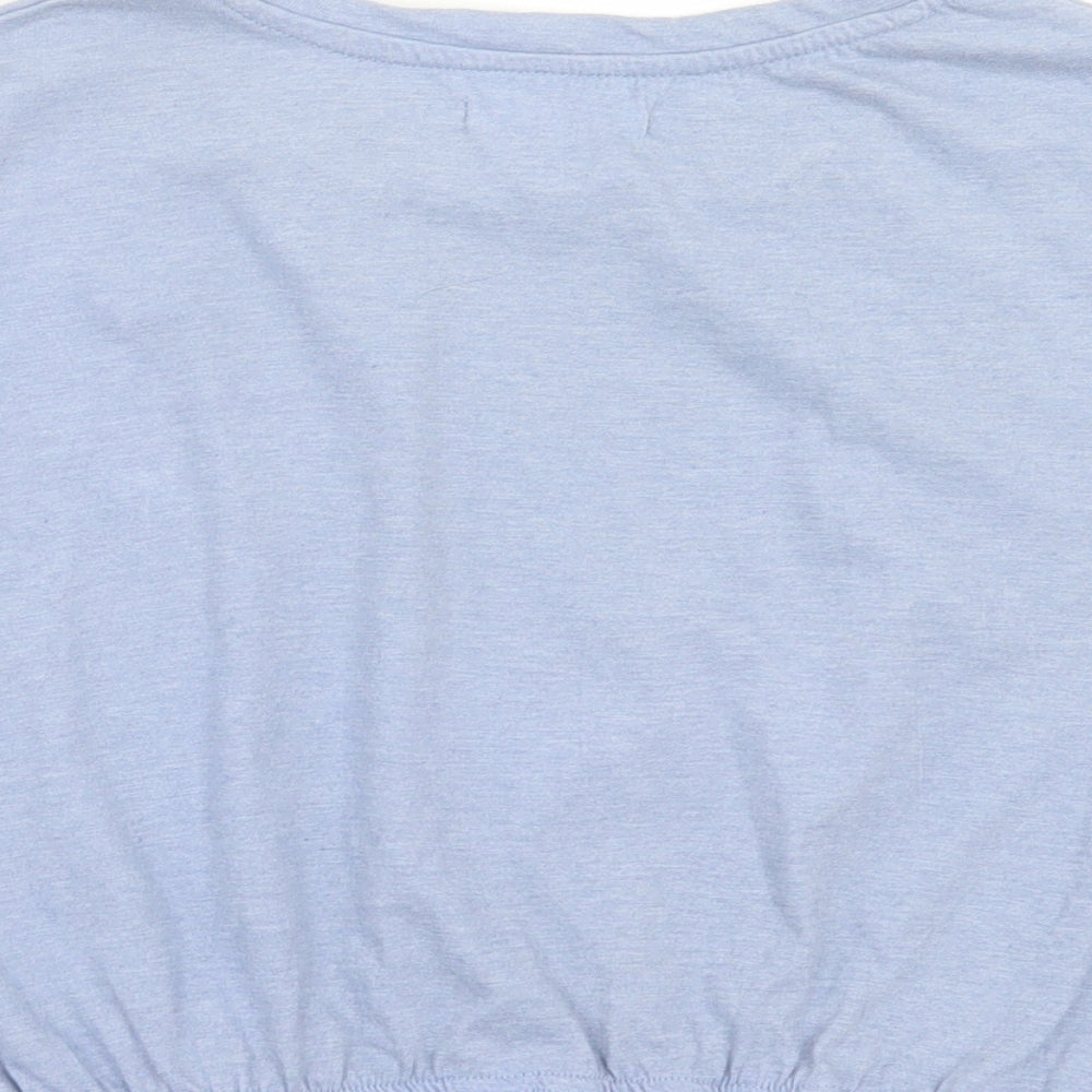 Brave Soul Womens Blue Polyester Cropped T-Shirt Size M Crew Neck