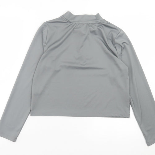 ASOS Womens Grey Polyester Cropped Casual Size 18 High Neck Zip