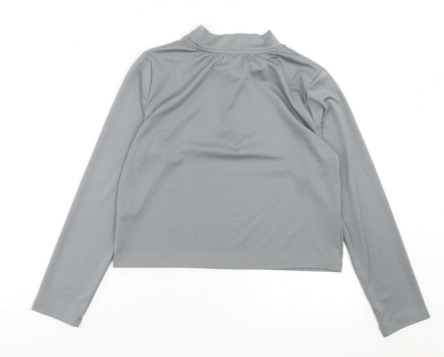 ASOS Womens Grey Polyester Cropped Casual Size 18 High Neck Zip