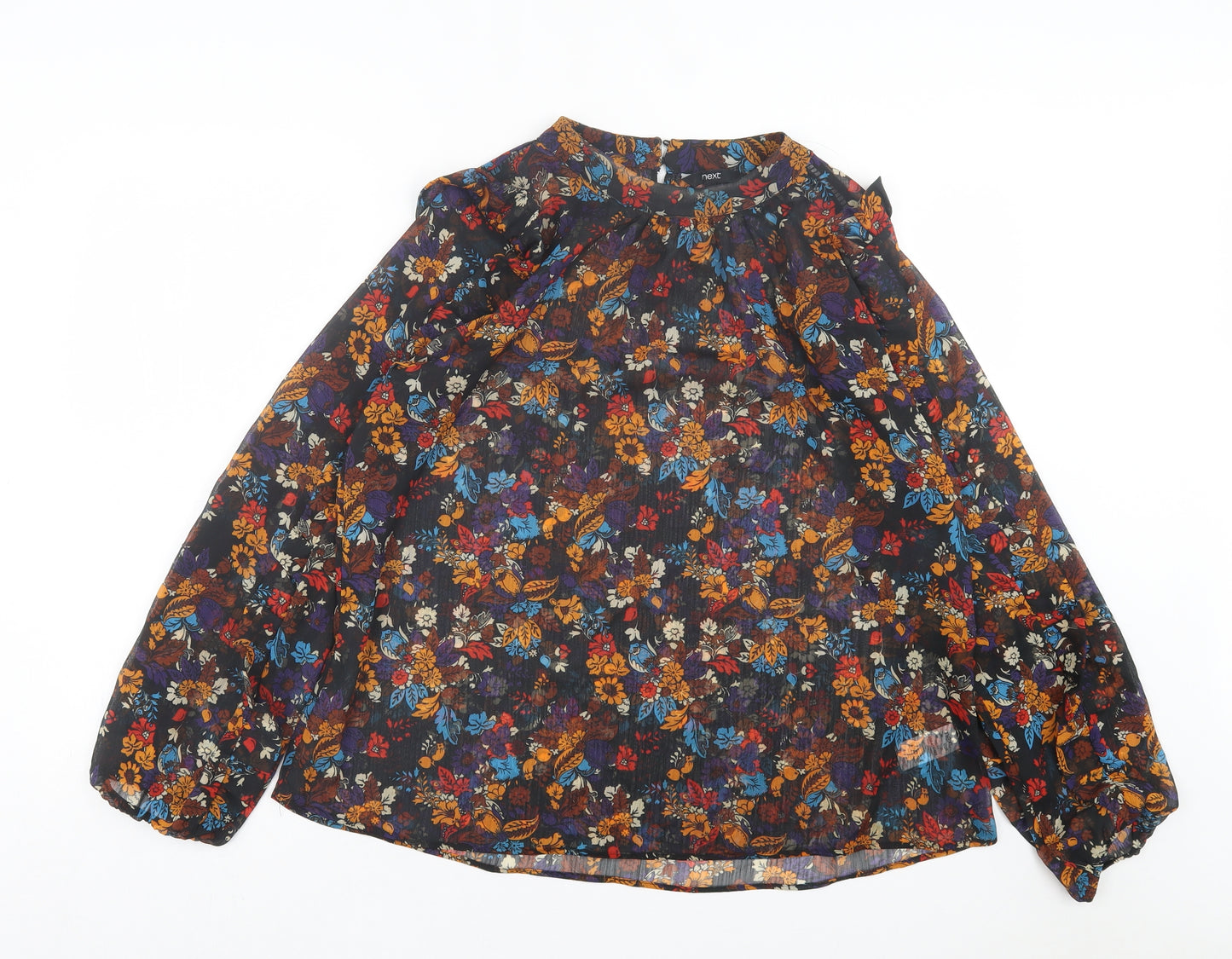 NEXT Womens Multicoloured Floral Polyester Basic Blouse Size 14 Crew Neck