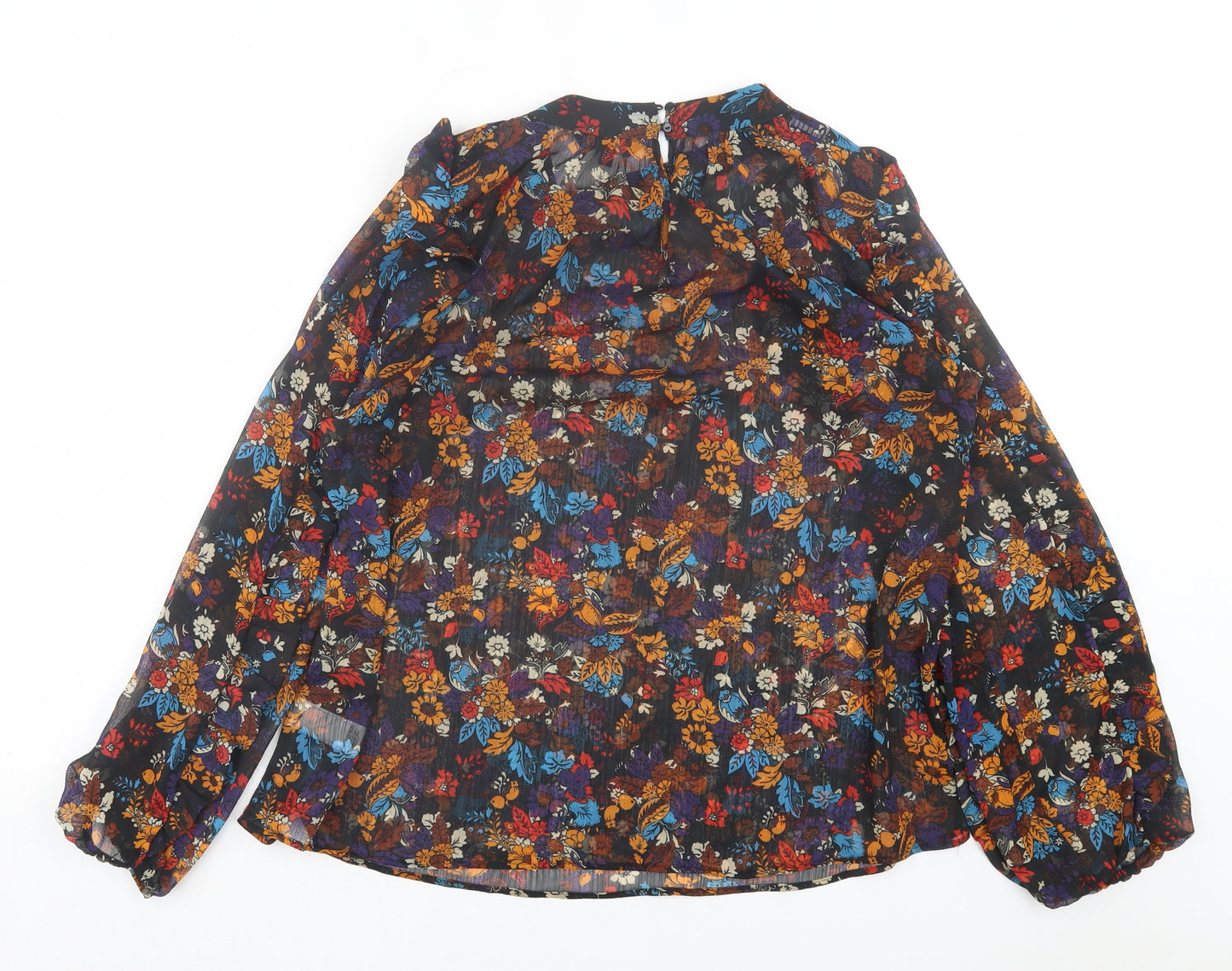NEXT Womens Multicoloured Floral Polyester Basic Blouse Size 14 Crew Neck