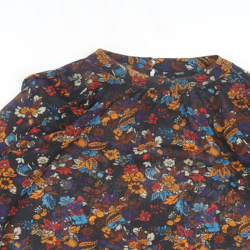 NEXT Womens Multicoloured Floral Polyester Basic Blouse Size 14 Crew Neck