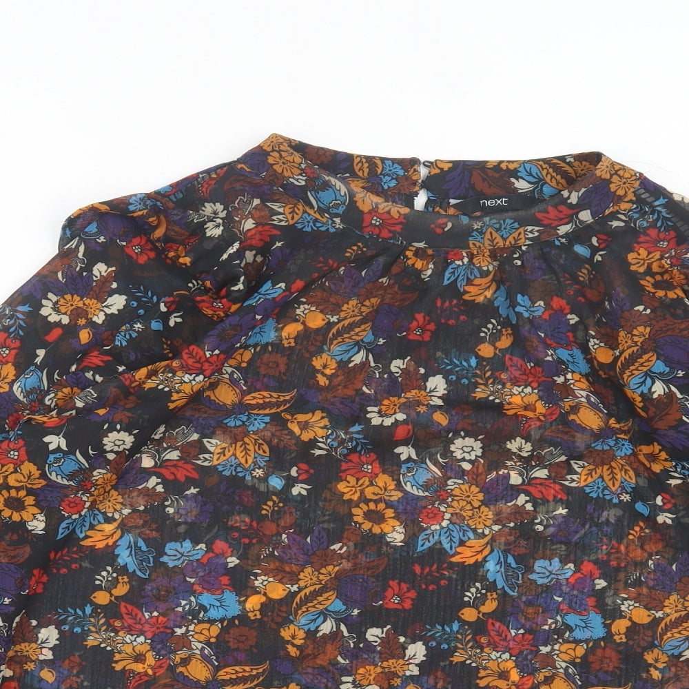NEXT Womens Multicoloured Floral Polyester Basic Blouse Size 14 Crew Neck