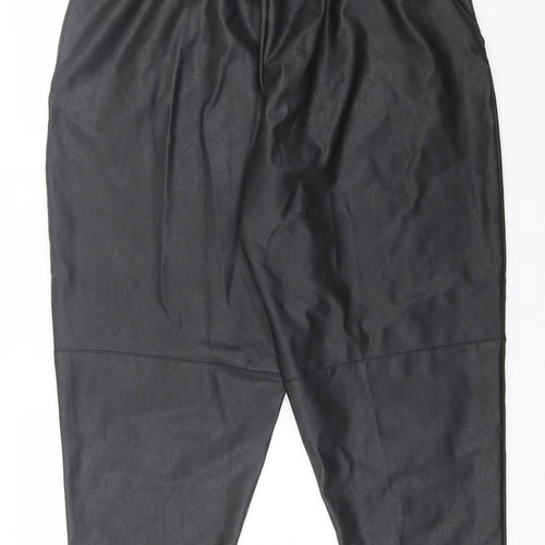 ASOS Womens Black Polyurethane Cropped Trousers Size 38 in L26 in Regular - leather look