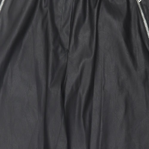 ASOS Womens Black Polyurethane Cropped Trousers Size 38 in L26 in Regular - leather look