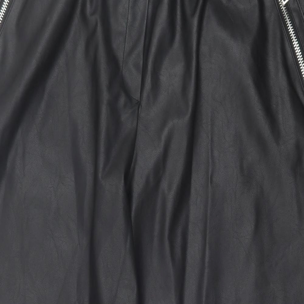 ASOS Womens Black Polyurethane Cropped Trousers Size 38 in L26 in Regular - leather look