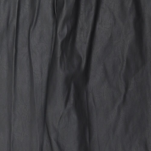 ASOS Womens Black Polyurethane Cropped Trousers Size 38 in L26 in Regular - leather look