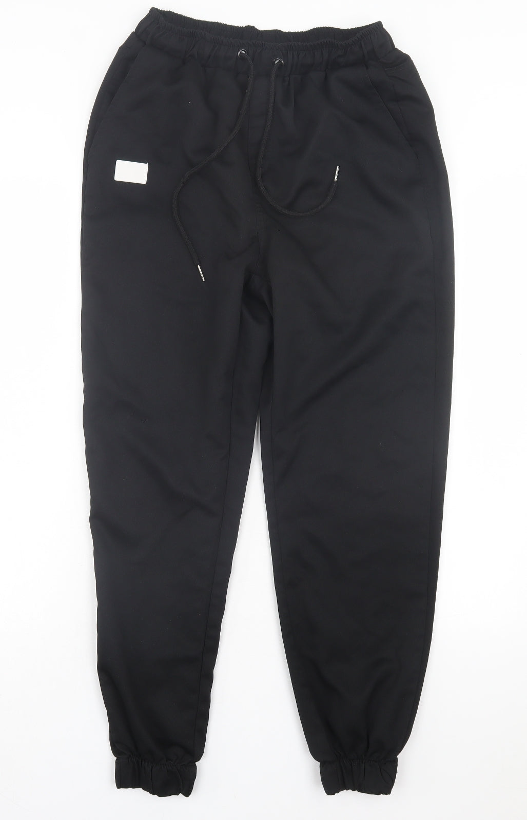 SheIn Womens Black Polyester Trousers Size S L27 in Regular Drawstring