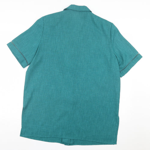ELVI Womens Green Polyester Basic Button-Up Size 18 V-Neck