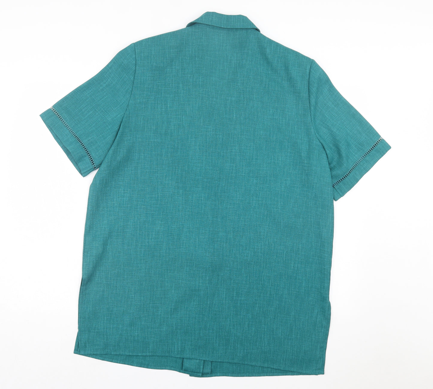 ELVI Womens Green Polyester Basic Button-Up Size 18 V-Neck