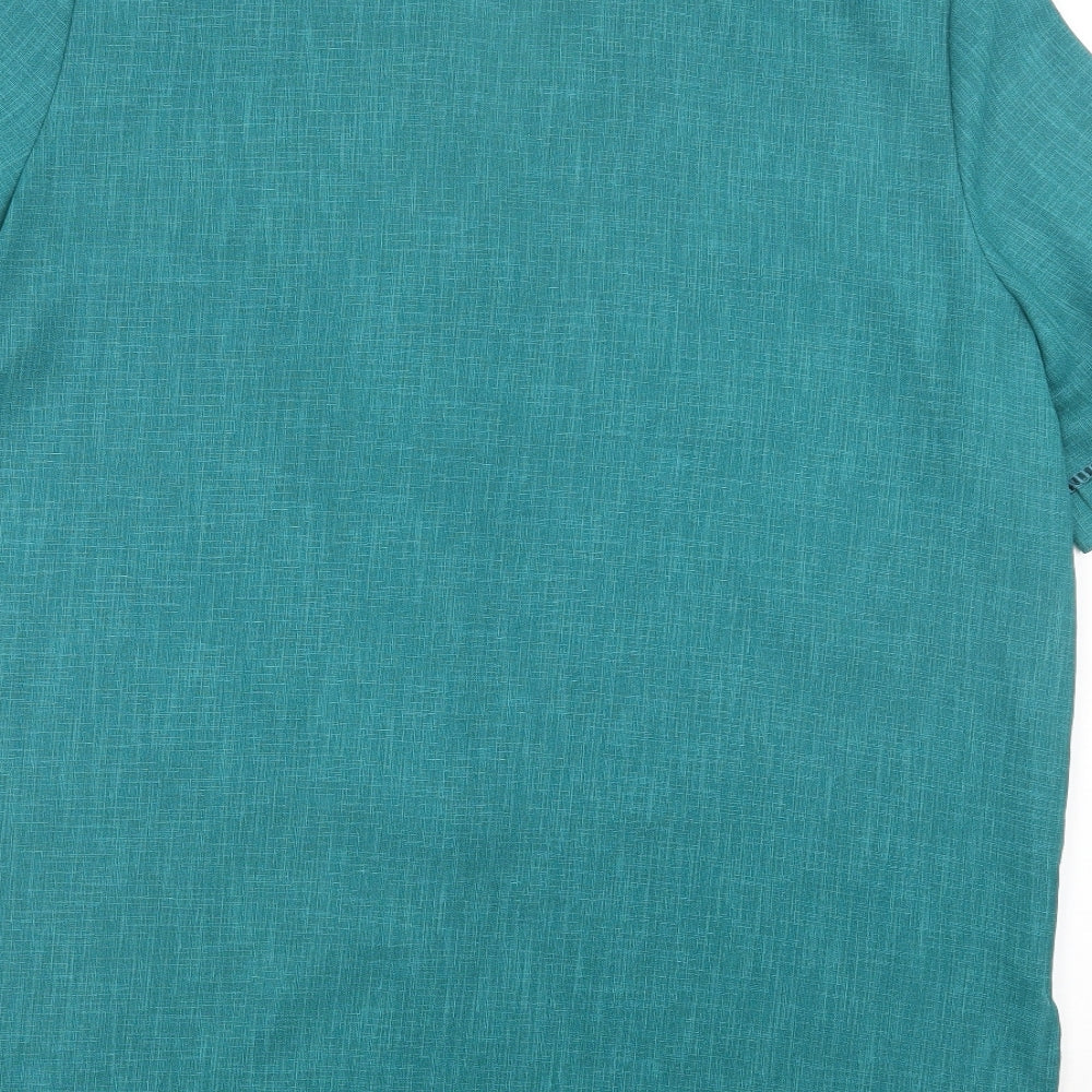 ELVI Womens Green Polyester Basic Button-Up Size 18 V-Neck