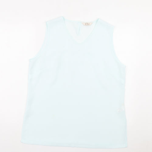 ELVI Womens Blue Polyester Basic Tank Size 18 V-Neck