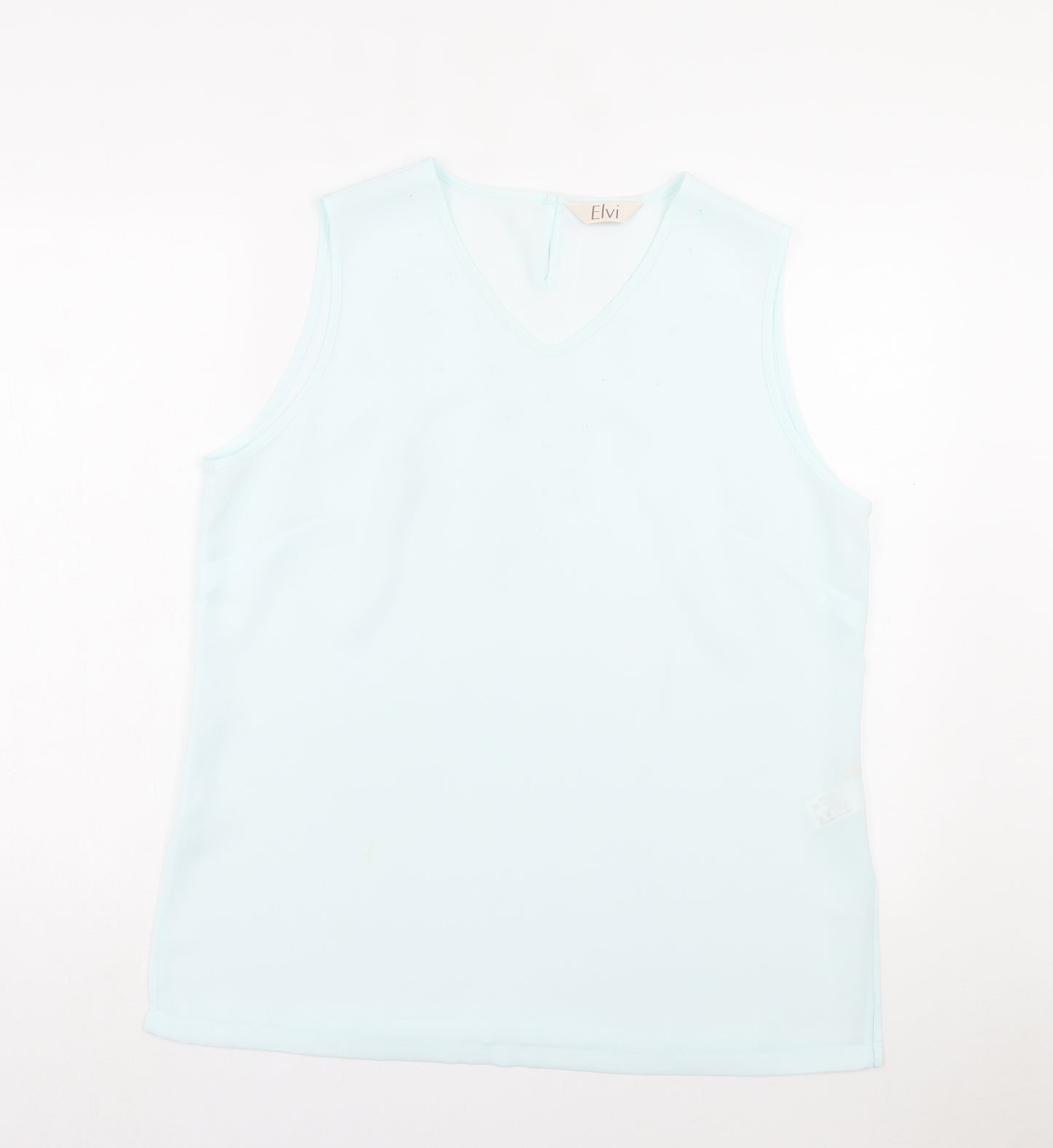 ELVI Womens Blue Polyester Basic Tank Size 18 V-Neck