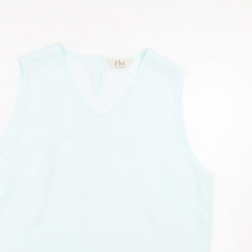 ELVI Womens Blue Polyester Basic Tank Size 18 V-Neck