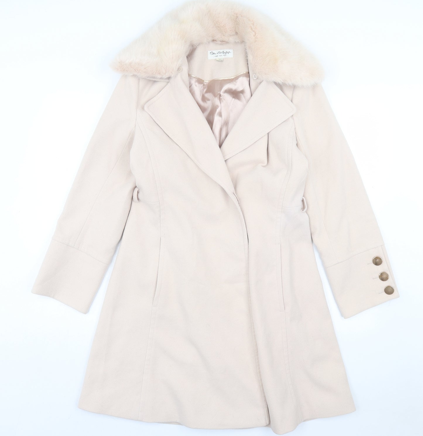 Miss Selfridge Womens Pink Overcoat Coat Size 14 Button