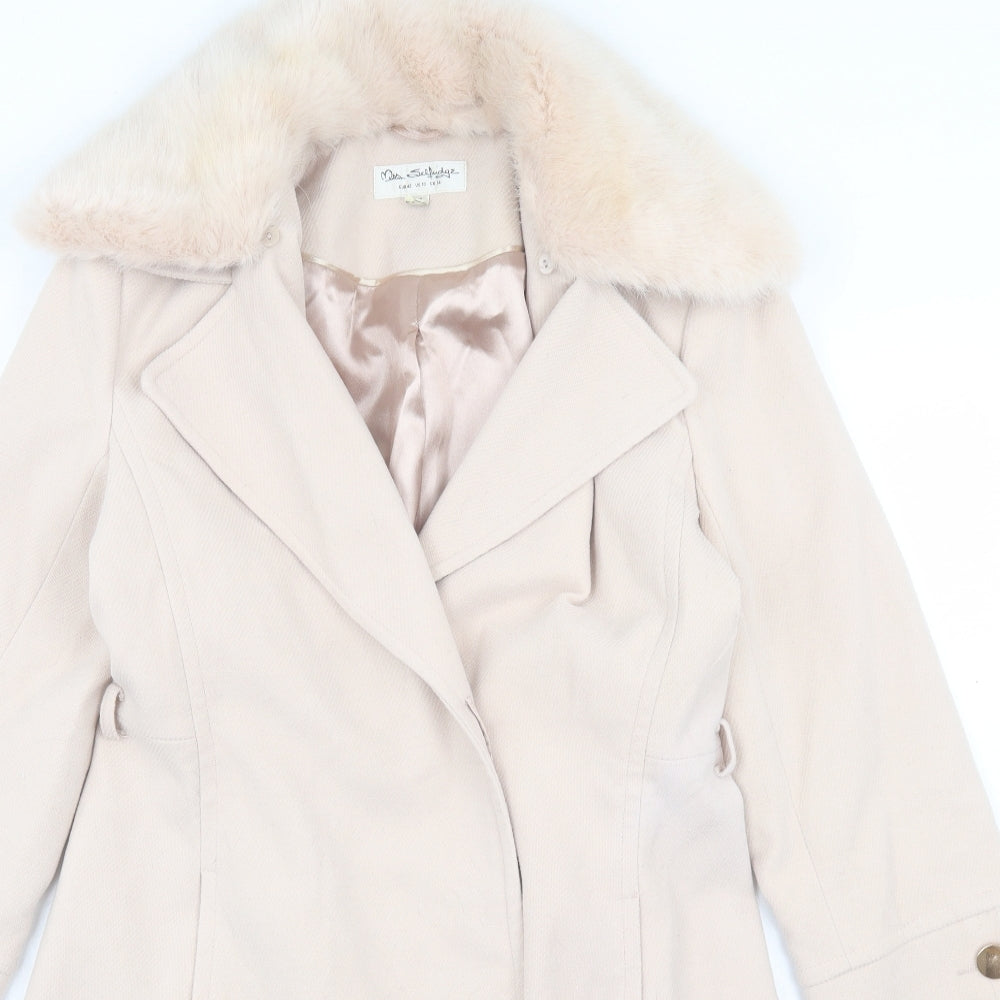 Miss Selfridge Womens Pink Overcoat Coat Size 14 Button