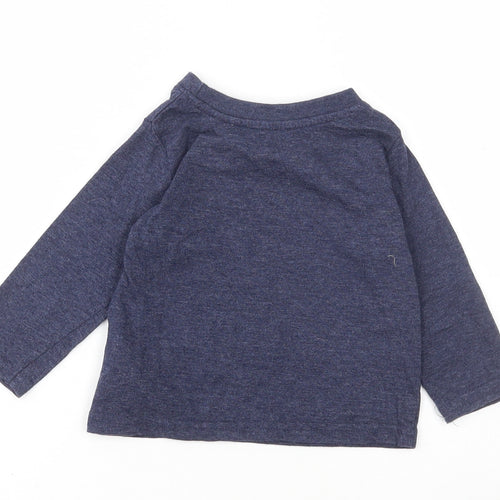 Mini Rebel Boys Blue Cotton Basic T-Shirt Size 9-12 Months Round Neck - Slogan