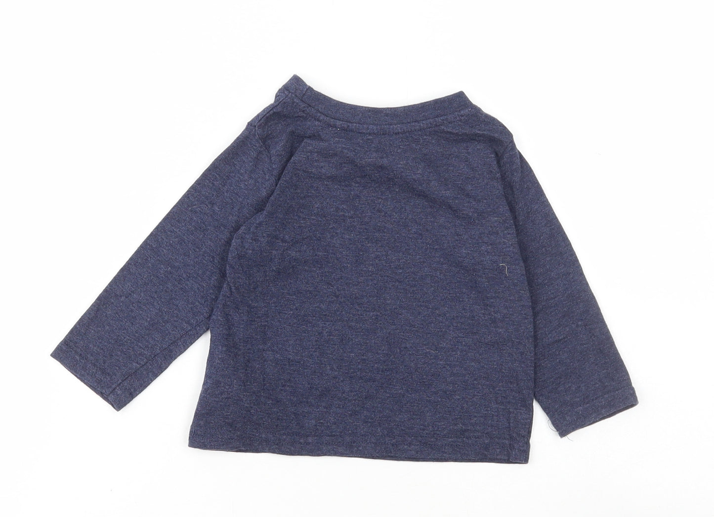 Mini Rebel Boys Blue Cotton Basic T-Shirt Size 9-12 Months Round Neck - Slogan