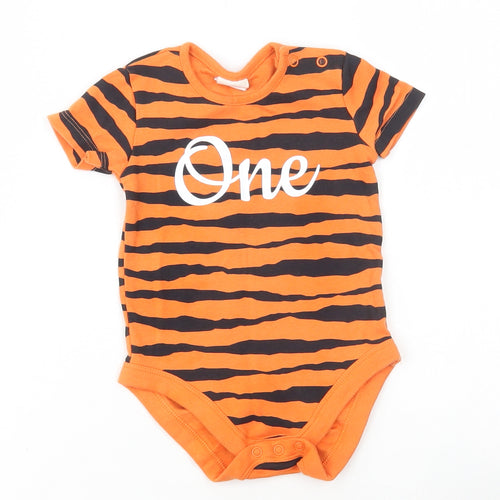 Disney Baby Baby Orange Animal Print Cotton Bodysuit Outfit/Set Size 9-12 Months Snap - One
