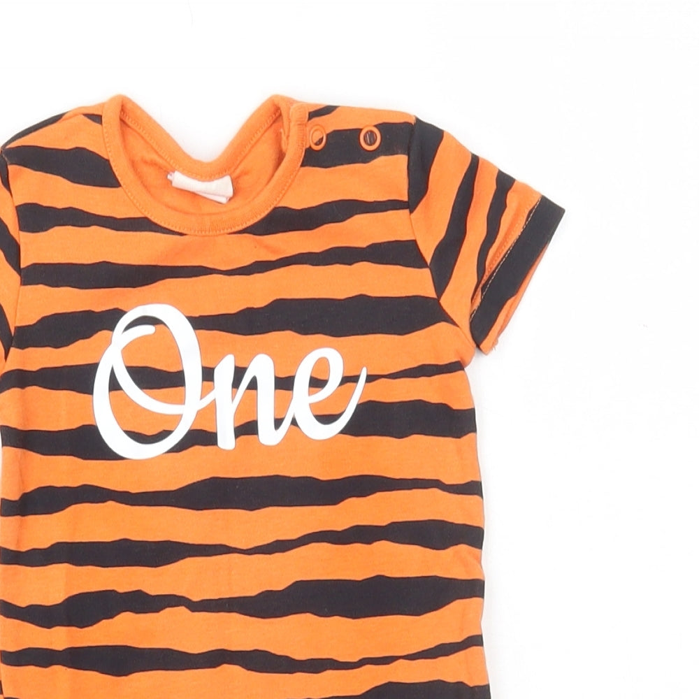 Disney Baby Baby Orange Animal Print Cotton Bodysuit Outfit/Set Size 9-12 Months Snap - One