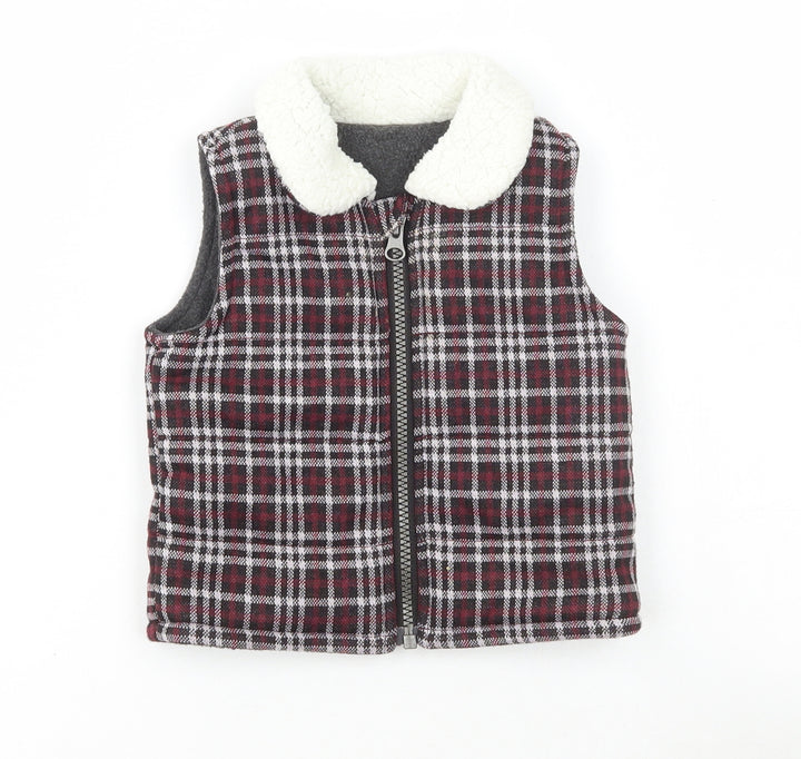 Nutmeg Baby Black Plaid Gilet Jacket Size 3-6 Months Zip