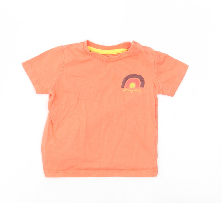 F&F Baby Orange Cotton Basic T-Shirt Size 9-12 Months Round Neck Snap - All day long