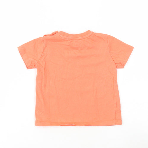 F&F Baby Orange Cotton Basic T-Shirt Size 9-12 Months Round Neck Snap - All day long