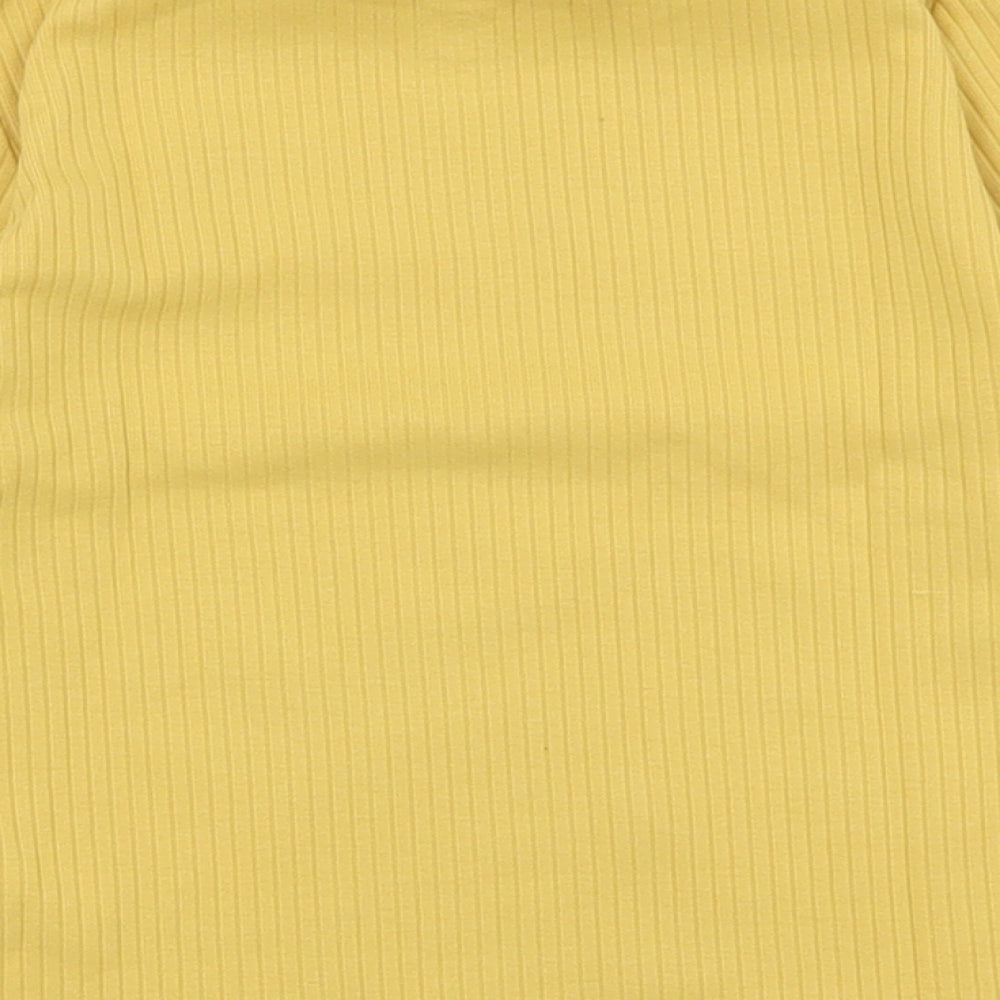 F&F Girls Yellow Cotton Basic T-Shirt Size 3-4 Years Round Neck