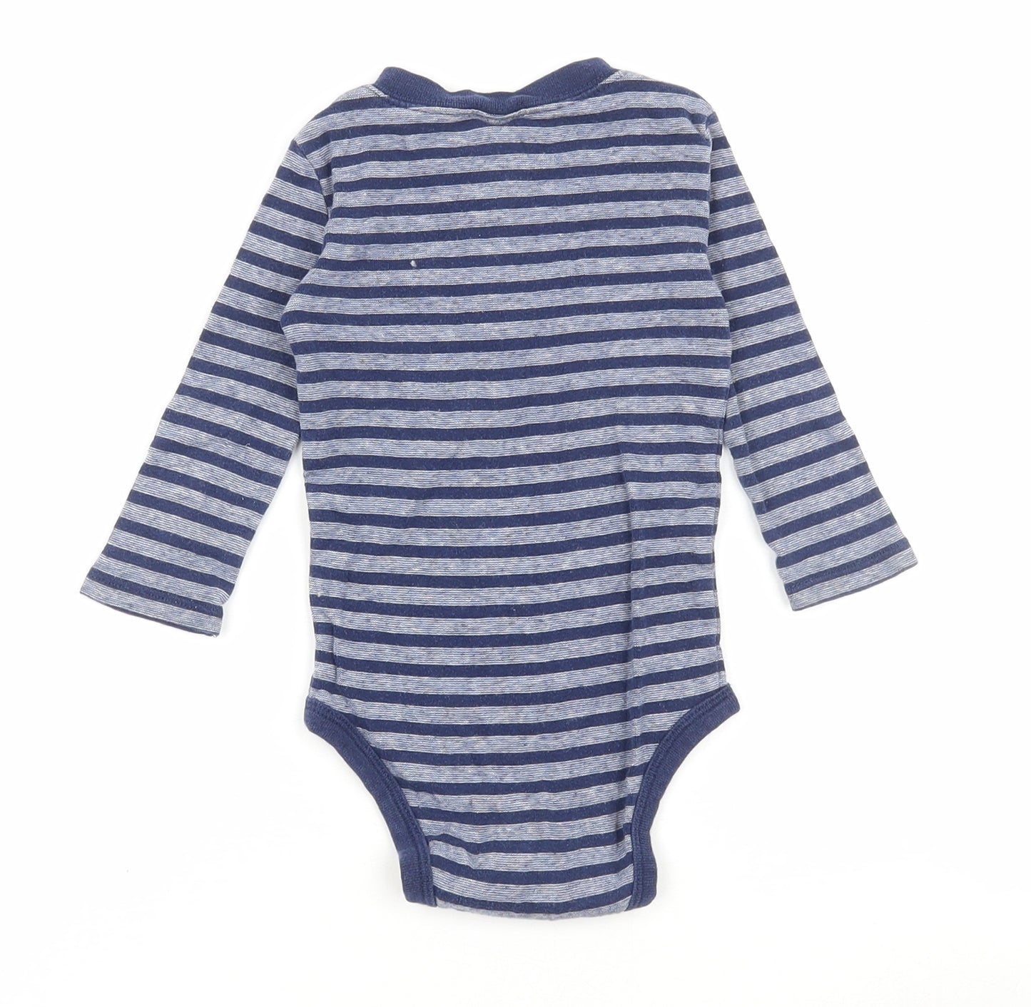 Child of Mine by Carter's Boys Blue Striped Cotton Bodysuit Outfit/Set Size 6-9 Months Snap