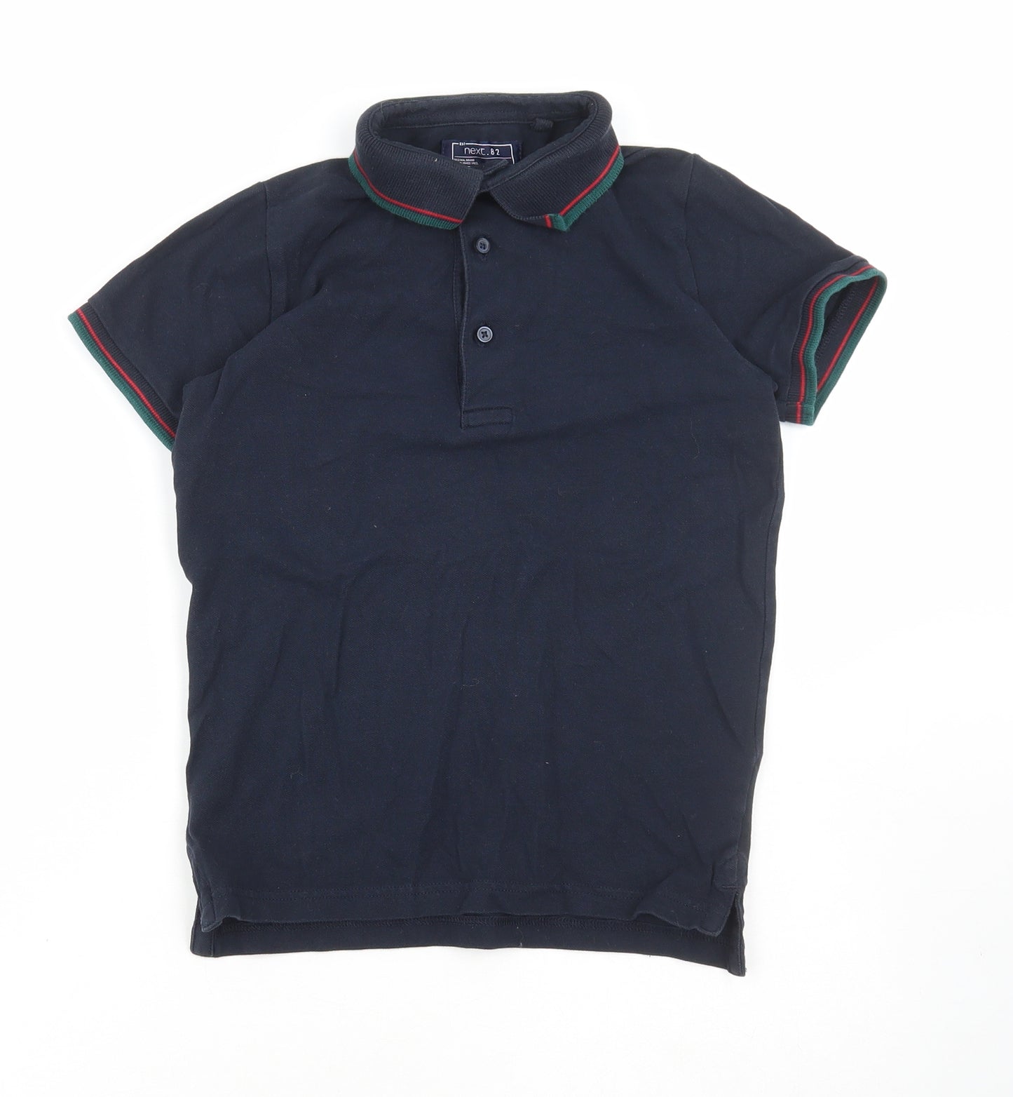 NEXT Boys Black Cotton Basic Polo Size 8 Years Collared Button