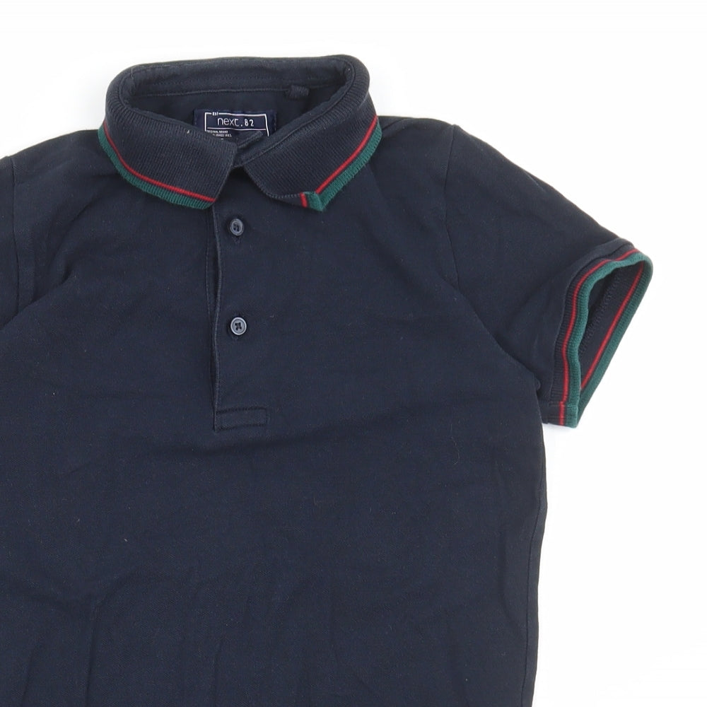 NEXT Boys Black Cotton Basic Polo Size 8 Years Collared Button