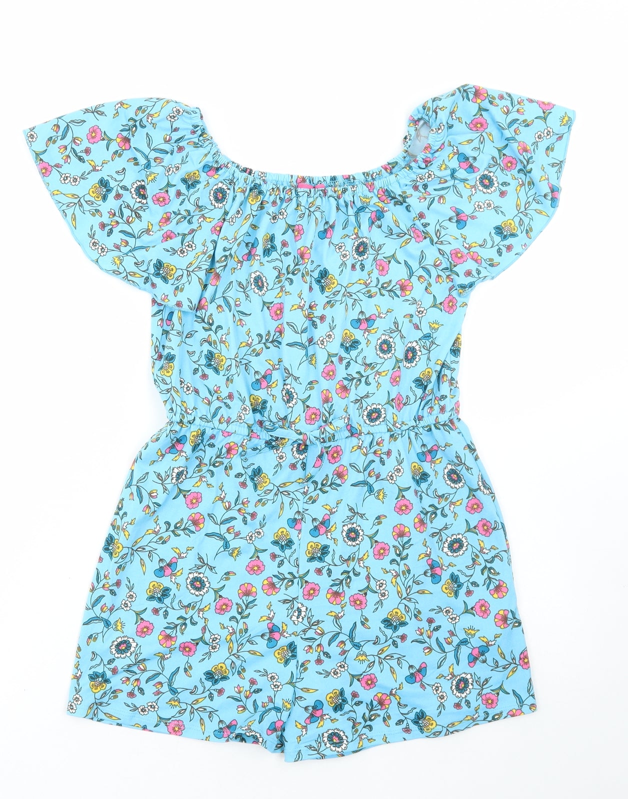 Zunie Girl Girls Blue Floral Polyester Playsuit One-Piece Size L Pullover