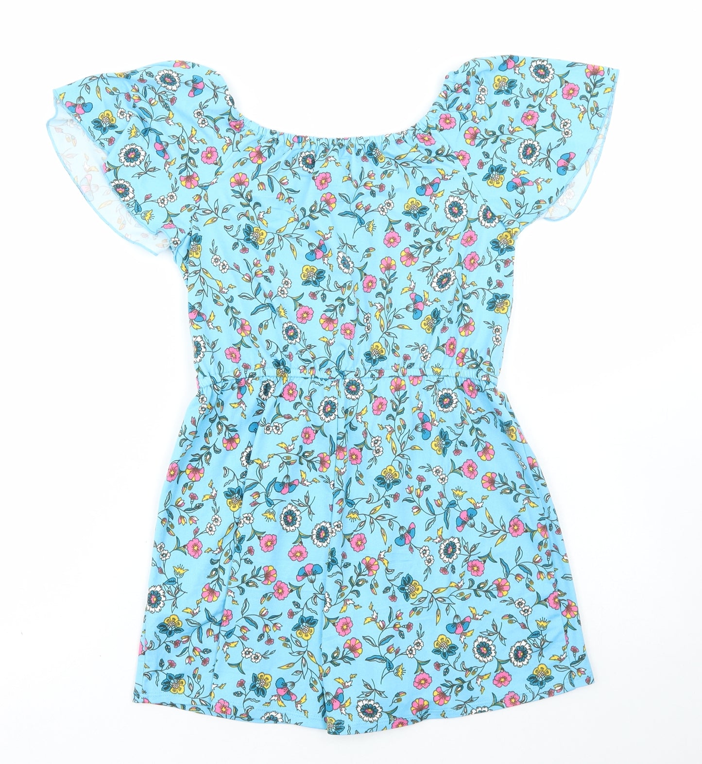 Zunie Girl Girls Blue Floral Polyester Playsuit One-Piece Size L Pullover
