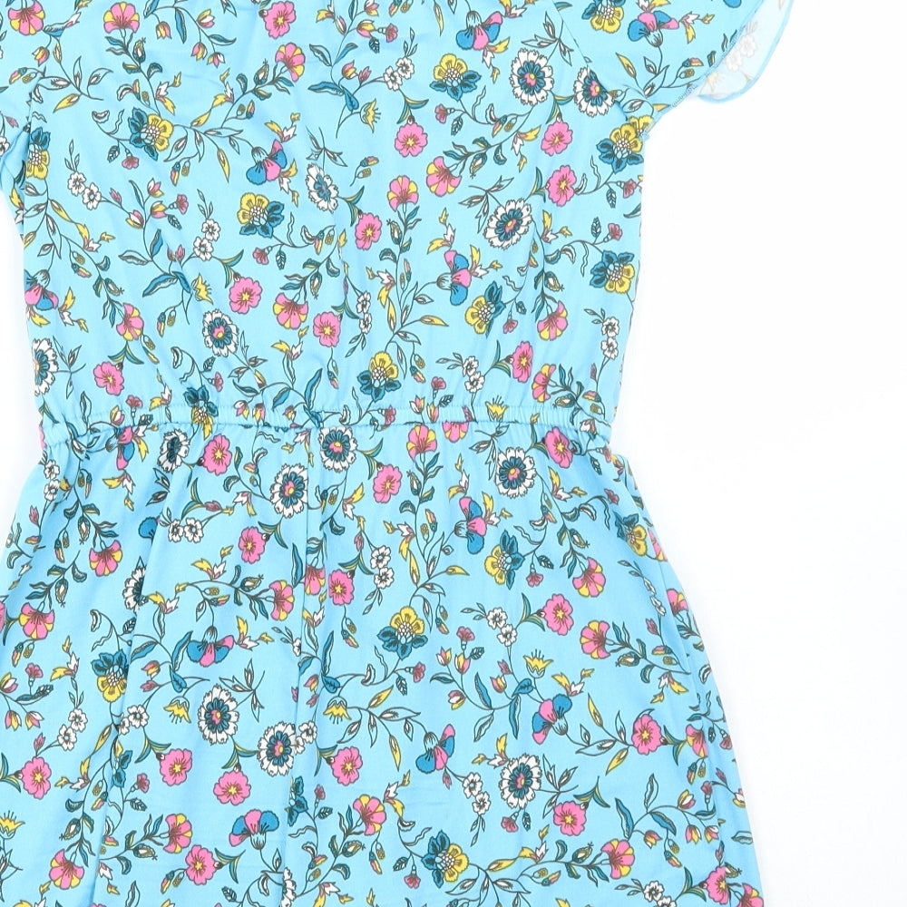 Zunie Girl Girls Blue Floral Polyester Playsuit One-Piece Size L Pullover