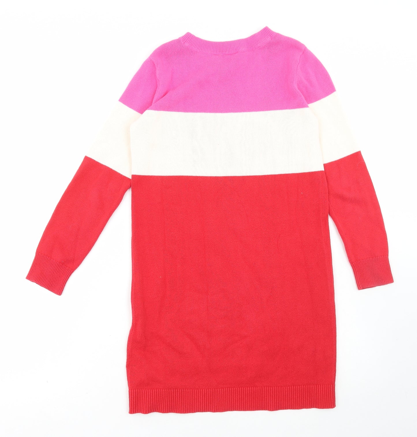 Gap Girls Red Colourblock Cotton Jumper Dress Size 10 Years Round Neck Pullover - Love