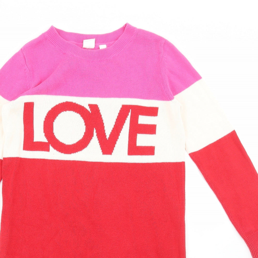 Gap Girls Red Colourblock Cotton Jumper Dress Size 10 Years Round Neck Pullover - Love