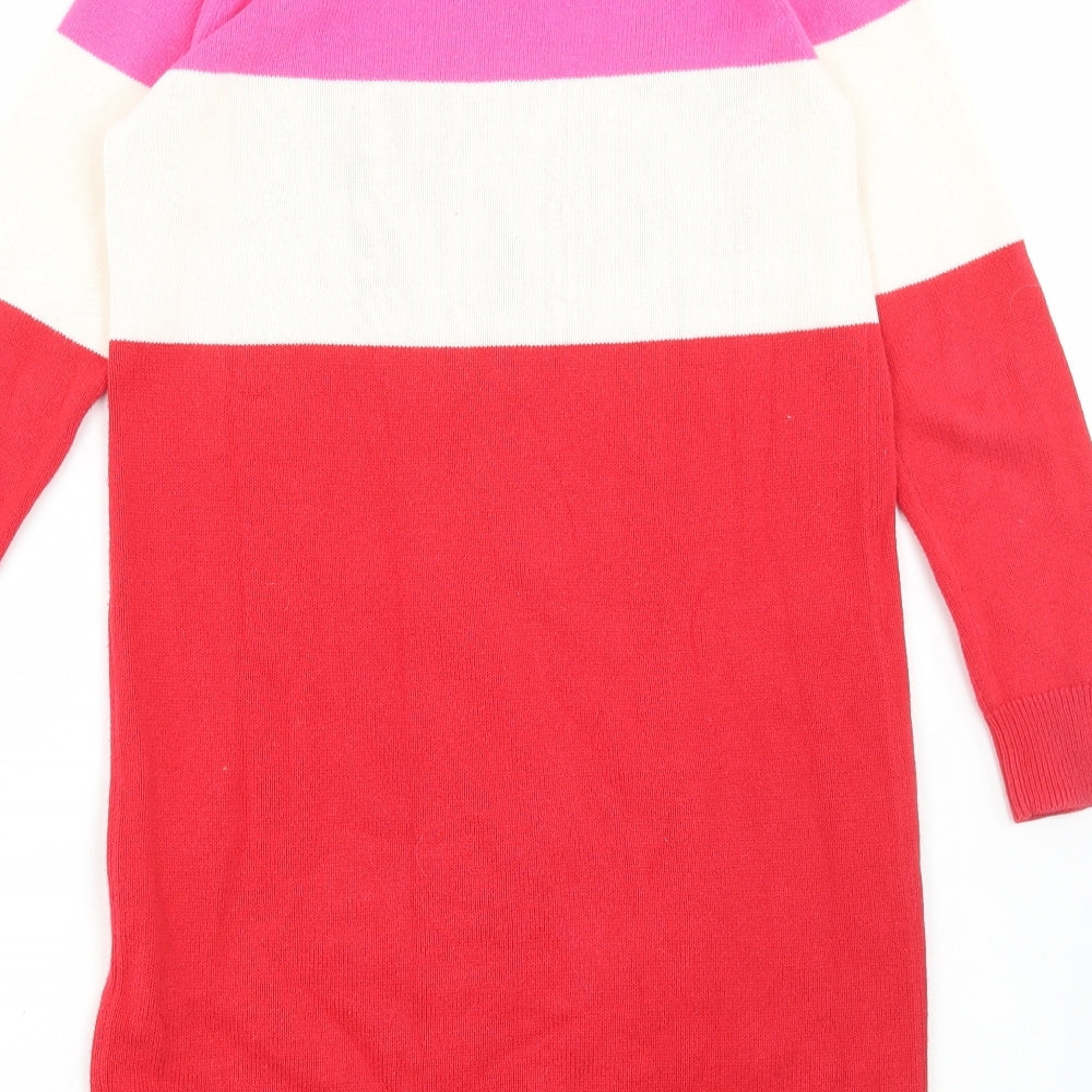 Gap Girls Red Colourblock Cotton Jumper Dress Size 10 Years Round Neck Pullover - Love