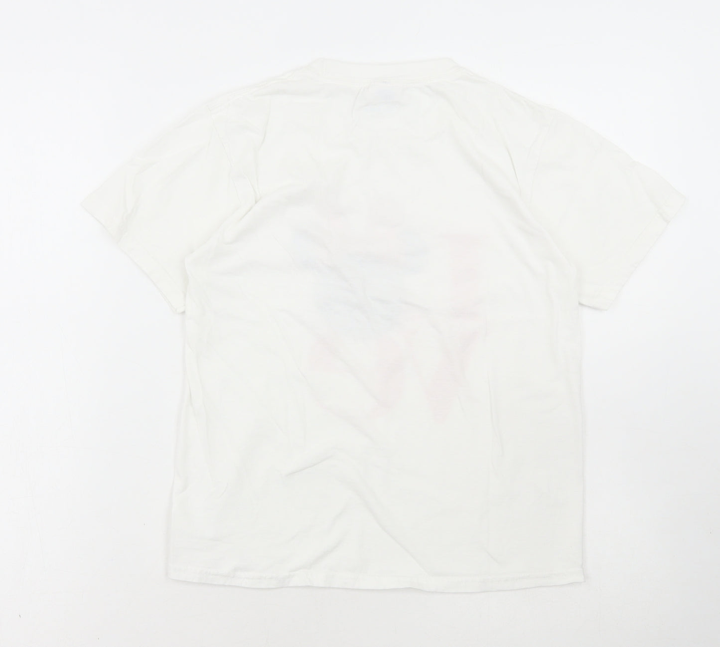 Disney Girls White Cotton Basic T-Shirt Size 9-10 Years Round Neck Pullover - Love Mini Mouse