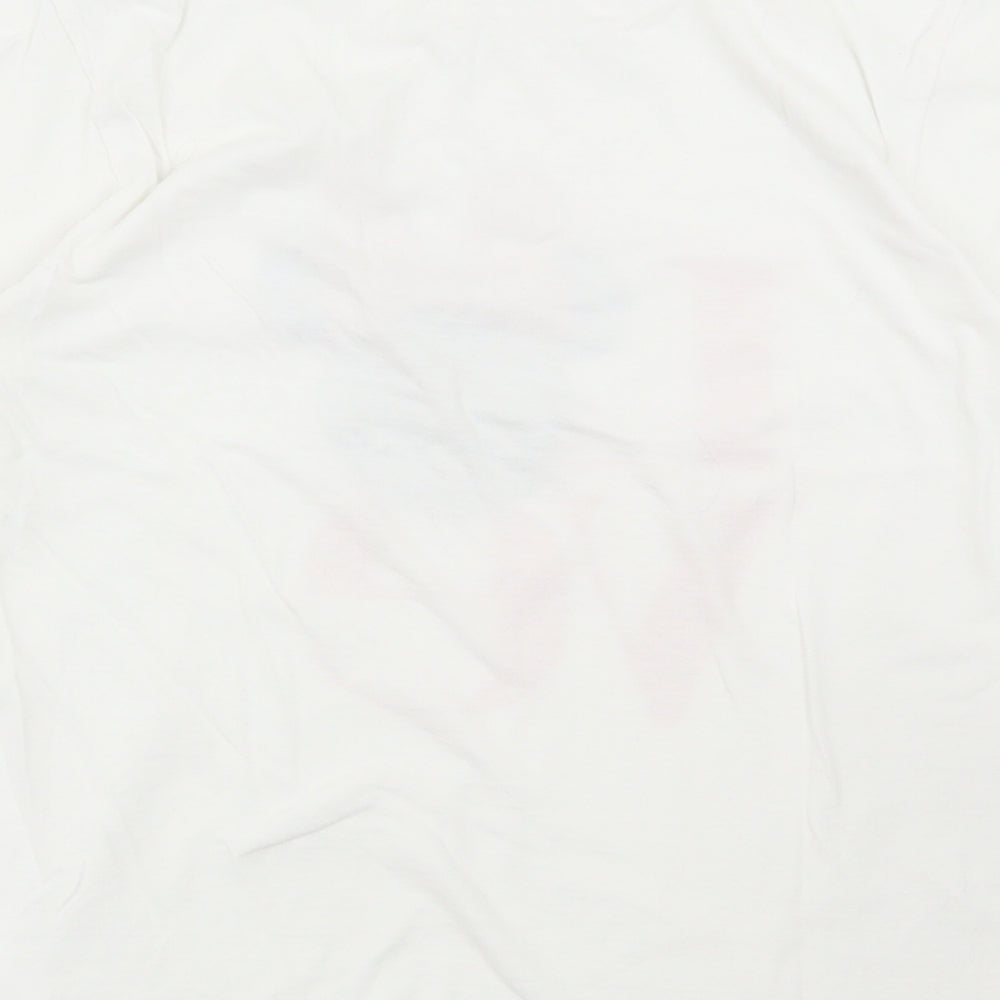 Disney Girls White Cotton Basic T-Shirt Size 9-10 Years Round Neck Pullover - Love Mini Mouse