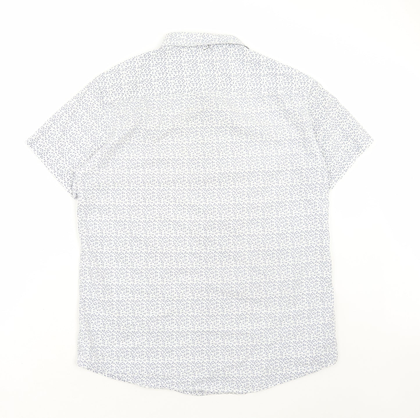 Cedar Wood State Mens White Geometric Polyester Button-Up Size L Collared Button