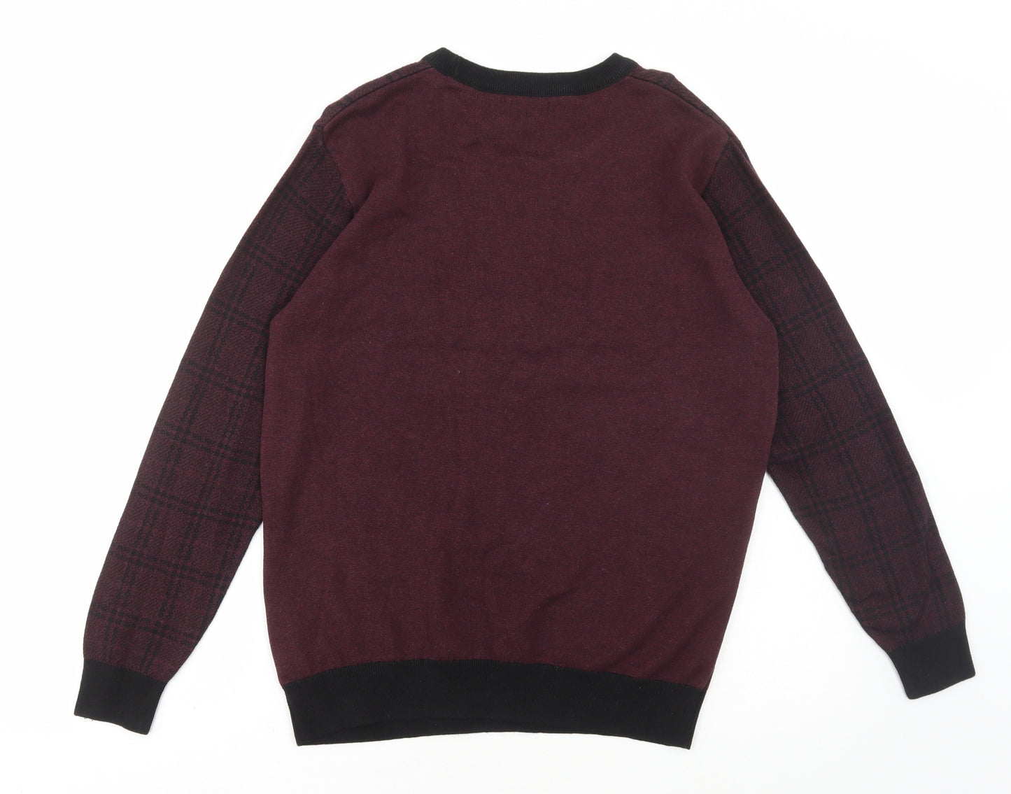 NEXT Mens Red Plaid Cotton Pullover Sweatshirt Size L