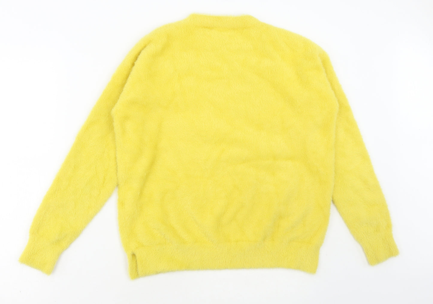 Oliver Bonas Womens Yellow Round Neck Polyamide Pullover Jumper Size 10